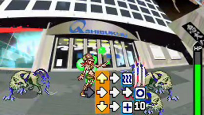 Con una pantalla para cada protagonista, el sistema de lucha nos invita a usar el stylus (y también la cruceta en el caso de la chica) para desencadenar todo tipo de ataques. Todo dependerá de los emblemas que llevemos en ese momento y del tipo de movimiento que hagamos sobre la pantalla.