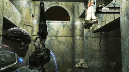 La destrucción de los decorados es uno de los principales atractivos tecnológicos de Gears of War 2. Como se puede ver en pantalla todo reacciona ante el fuego de Marcus, con las posibilidades jugables y estéticas que ello conlleva.