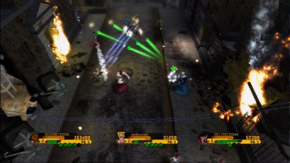 Hay cuatro tipos de armas en Wolf of the Battlefield, la clásica ametralladora, un lanzador de sustancia verde, un bazooka y un lanzallamas. 