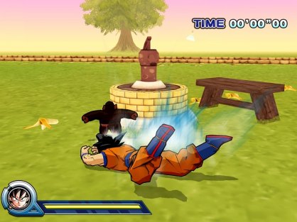 He aquí uno de los minijuegos que nos encontraremos en el “infinito” mundo de Dragon Ball. Libertad de movimiento 3D para capturar al mono Boobles a lo largo del planeta de Kaito. ¡Cuidado con las cáscaras de plátano!