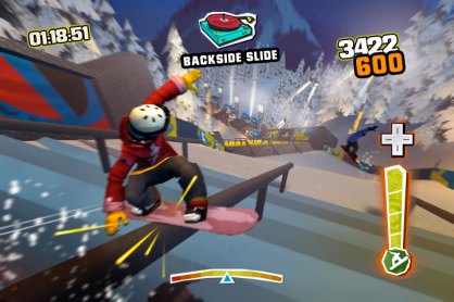 Sólo es necesario el wiimote para jugar al nuevo Shaun White Snowboarding. Lo único que tendremos que hacer es girar y mover el mando como si fuera una tabla de snow. La precisión es exquisita, aún con Wii Balance Board.