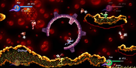 El cooperativo debuta en Earthworm Jim con la posibilidad de jugar junto a tres amigos más. Una verdadera locura de caos y diversión.