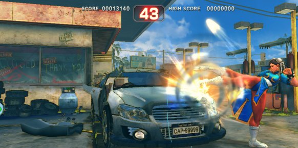 Los nostálgicos de Street Fighter II se alegrarán al saber que dos de sus fases de bonus, la de destrozar el coche y la de la bodega, han regresado.