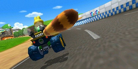 Mario Kart 7 añade una vista en primera persona que, además, nos permite manejar el kart con el control giroscópico de la consola. Interesante, aunque lo desactivaréis a los pocos segundos.