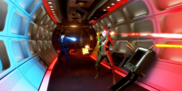 Lo más salvable que posee Star Trek es su modo cooperativo para dos jugadores que nos permite avanzar con Spock y Kirk.