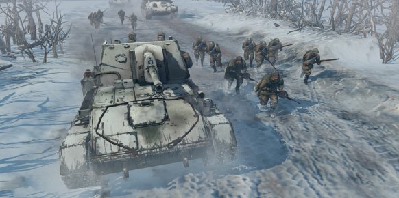 ¿Cuál es la mayor diferencia de Company of Heroes 2 con respecto a su predecesor? En la nieve de la imagen está la respuesta: ahora lucharemos por la Madre Rusia.