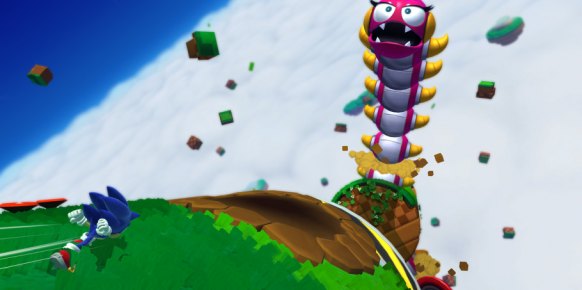 ¿Superficies esféricas? Los niveles en 3D recuerdan por momentos a títulos como Super Mario Galaxy, sobre todo en el apartado artístico y visual. ¿Os suena este gusano?