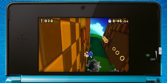 Sonic conserva en este título muchas de las habilidades que demuestra en la versión de Wii U, como la oportunidad de correr por las paredes.